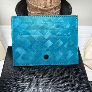 Soporte de tarjeta de crédito diseñador de moda cuero de cuero para hombres y mujeres billetera de cuero Caja de vaca original azul verde bolso negro clip de bolsillo casual calidad superior calidad