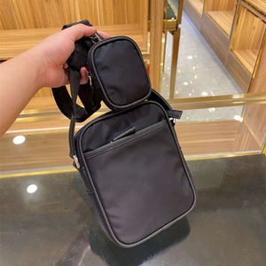 Luxe zwarte telefoontassen voor heren Ontwerpers 2-delige nylon crossbody messengertas Kleine camera enkele schouder mode met kleine portemonnee Top