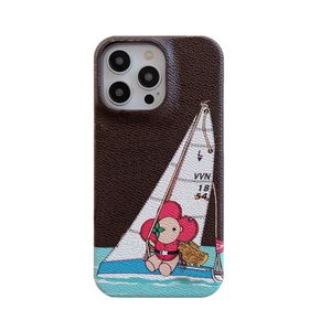 Modeontwerper doodle telefoonhoesjes voor iPhone 15 15Pro 14 14Pro 14Plus 13 13Pro 12 12Pro 11 pro max luxe patroon lederen mobiele telefoonhoes met doos