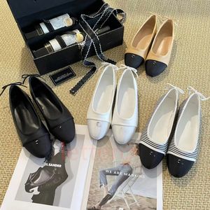 Luxe Paris Designer Channel Shoes Ballet Flats schoenen vrouwen merken gewatteerd zwarte echte lederen slip op ballerina round teen dames jurk schoenen kanaal zapatos de