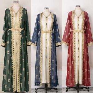 Robes de créateurs de mode pour femmes commerce extérieur transfrontalier vêtements arabes Robe brodée Cardigan gilet Robe deux pièces FZ0310160