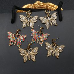 Créateur de mode boucle d'oreille marque lettre oreille goujon femmes papillon pendentif boucles d'oreilles pour fête de mariage cadeau bijoux accessoires de haute qualité 20style