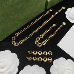 Ensemble de boucles d'oreilles, bracelet et collier en cuivre jaune, cadeau de mariage pour la saint-valentin, bijoux exquis