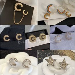 Modeontwerper oorbellen Letters C diamanten parelknopjes met geschenkdoos