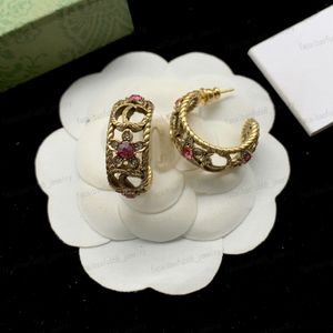 Boucles d'oreilles de créateur de mode, boucles d'oreilles Vintage en laiton en forme de fleur en Zircon rose, style classique, cadeau
