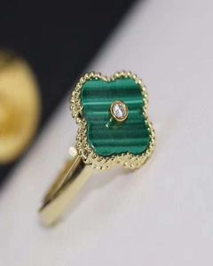 Modeontwerper Verlovingsbloemring Klavertje vier charme Ringen voor minnaar Bruiloft ManVrouw Echte S925 zilveren natuursteen sh4393722