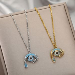 Modeontwerper Evil Eye Diamond Hangers kettingen voor vrouwen 14k gele gouden choker ketting vintage Turkse eye nek ketens sieraden cadeau 2024