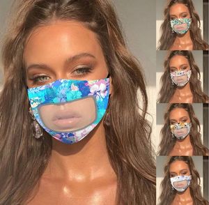 Mode ontwerper Gezichtsmasker Bescherming voor volwassenen met helder venster Zichtbaar katoenmaskers wasbaar en herbruikbaar masker