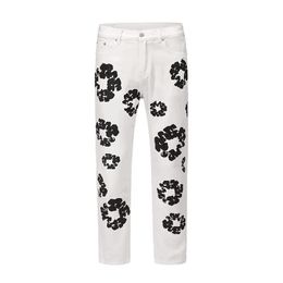 Modeontwerper Flower Full Print Mens jeans broek oversized streetwear Straight Casual Men and Women Denim Trousers