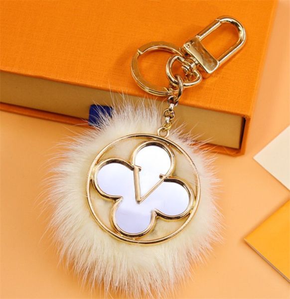 Créateur de mode fleur miroir porte-clés à la main en cuivre motif coeur voiture porte-clés sac charme suspendu décoration pendentif accessoires Damier