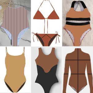 Modeontwerper Women Bikini Set Hot Plaid Letters Swimwear Jeugdmeisjes Monokini zwempak Sexy Classic Brown One Piece Bathing Suit Swim Push Up Thongs