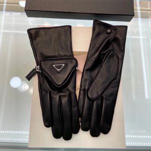 Gants de créateur de mode mitaines pour femmes hommes en cuir véritable push hiver garder au chaud plus épais coupe-vent en peau de mouton véritable cinq doigts gants fille cadeau G231258PE-3