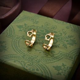 Modeontwerper Gold Stud oorbellen voor vrouwen Modemerk Messing Letter Geometrische grote annulus oorbellen Inleg kristal Rhinestone Harddrop bruiloft sieraden
