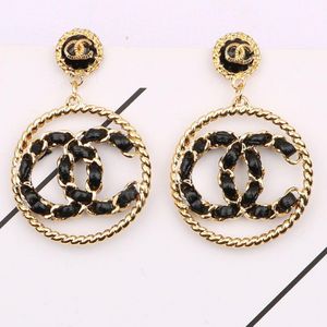 Créateur de mode doré argent boucles d'oreilles pour femmes marque de mode Double lettre géométrique grand anneau boucle d'oreille incrustation cristal strass goutte bijoux de mariage