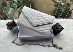 Designer de mode sacs à main fourre-tout en peau de mouton caviar chaîne en métal argent sac à main sac en cuir couverture rabat diagonale sacs à bandoulière avec sac à poussière