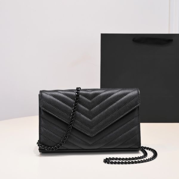 Bolsos de diseñador de moda bolsos para mujeres cadenas de cuerpo cruzado carteras embrague de mensajero de cuero genuino trapo de cuerpo cruzado mujer bolso de bolso de bolso de noche con caja