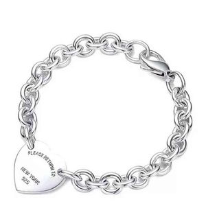 Bracelet de créateur de mode pour femmes homme S925 en argent sterling coeur amour pendentif chaîne en forme de O de haute qualité marque de luxe bijoux cadeau petite amie