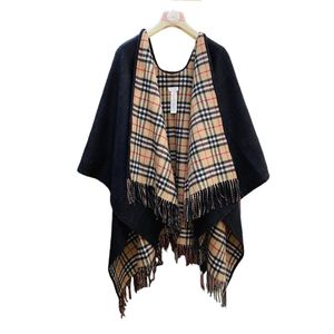 Modieuze luxe designer sjaal sjaal hoogwaardige sjaalcontrole vaste kleur omkeerbare cape, klassiek ontwerp high-end elegantie kasjmier wol d0148