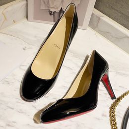 Modedesigner Hochwertige Damen-High-Heels mit roten Sohlen, luxuriöse Sandalen mit Ledersohlen, feine Absätze mit eingelegtem Rhindiamond, AAA-Hausschuhe 1–12 cm, Dinner-Party-Schuhe H0985