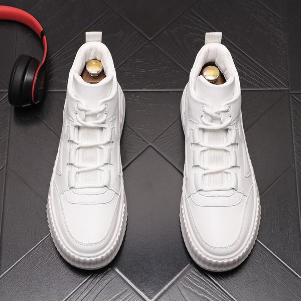 Diseñador de moda High Top Vestido de novia Zapatos de fiesta Clásico 4 estaciones Hombres Botas de tobillo deportivas blancas Zapatillas de deporte casuales de cuero Mocasines para caminar con cordones