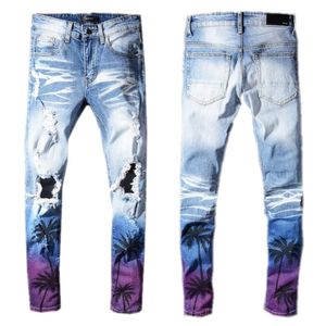 Mode-designer jeans voor mannen skinny jeans gescheurde gaten jeans motorfiets biker denim pants ai merk hiphop beroemde merk denim broek