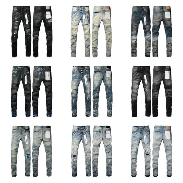 Jeans de diseñador de moda, jeans morados para hombre, mujeres, jeans de marca morados, tendencias, desgastados, ajustados, para motocicleta, Mans, jeans apilados, hombres, jeans holgados, jeans azules con agujeros para hombres