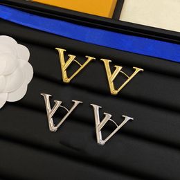 Modeontwerper Sieraden gouden oorbellen voor vrouwen 925 zilveren letters Hoop Earring Womens V Stud Oorbellen met doos Bruiloft Oorstekers Hangers G-5