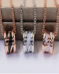 Modeontwerper sieraden Romeinse cijfers keramische hanger kettingen rose goud roestvrij staal heren dames ketting liefde met cadeau bag1261522