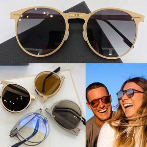 Designer de mode dames lunettes de soleil pliables verres dégradés circulaires Everyday Carry Mens Vintage Modern Style 2039 taille 55-22-145