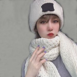 Créateur de mode dames printemps automne hiver pêcheur chapeau écharpe ensemble cachemire tricoté lettres 2022