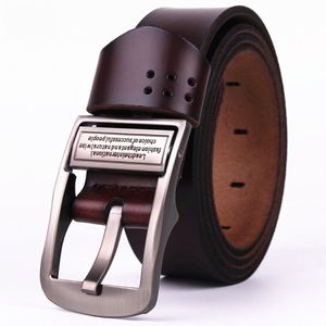 Ceinture en cuir de créateur de mode Men 100% Vache en cuir de vache Vaches mâles pour hommes Boucle de broche en métal