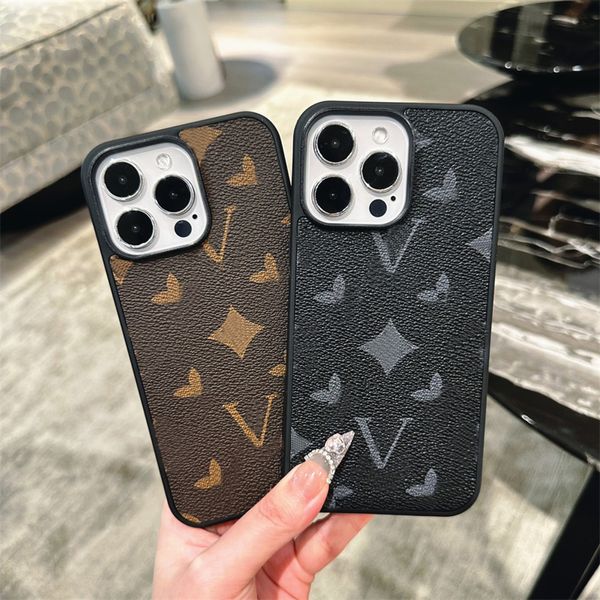 Case de teléfono de cuero de diseño de moda Cajones de letras de flores clásicas para mujer para iPhone 15pro 12 11 13 14 más portadas de teléfonos a prueba de choques de Promax