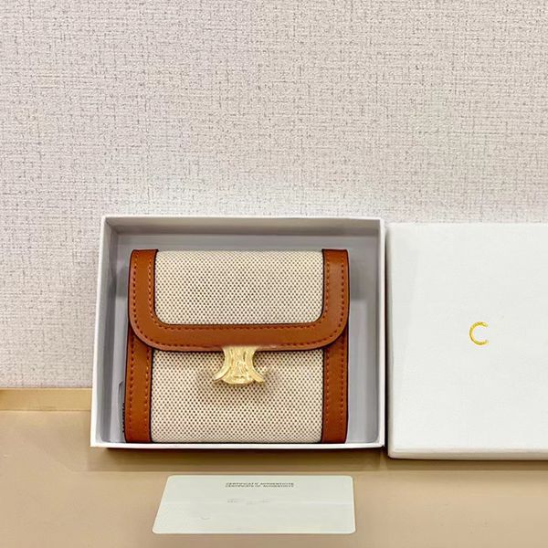 Créateur de mode Portefeuilles en cuir de luxe court triomphe cuir porte-carte de crédit sacs à main Golden Hardware femmes de porte-monnaie Zippy avec sac à poussière de boîte d'origine