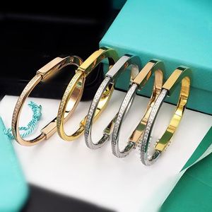 Mode designer slot u-vorm diamant armband zilveren roos goud roestvrijstalen armbanden armbanden voor dames luxe sieraden met stofzak kidg