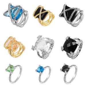 Modeontwerper luxe DY klassieke gedraaide geweven ring sieraden voor mannen en vrouwen 18k vergulde diamanten draad retro X-vormig herdenkingscadeau