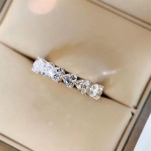 Mode-ontwerper luxe ring hart volledige diamanten ring S925 verzilverd 18K gouden diamanten ring paar bruiloft accessoires met gif305b