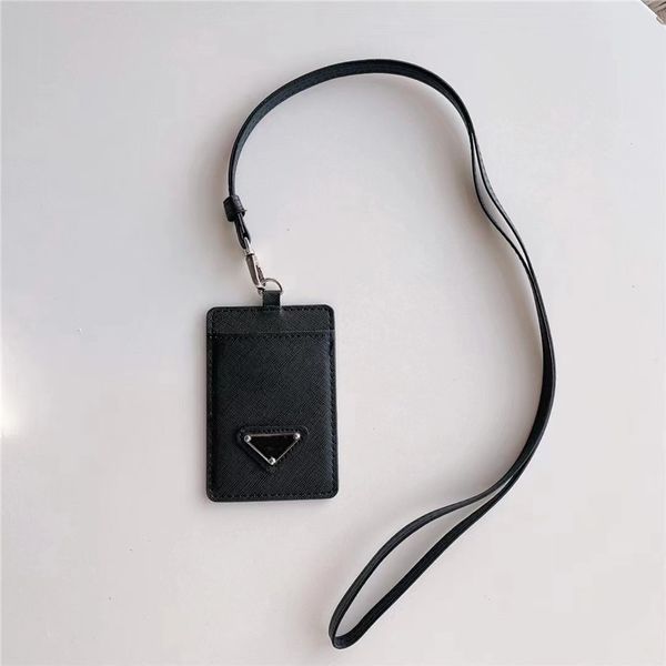 Créateur de mode de luxe porte-cartes de travail colliers suspendus corde pendentif sacs de cartes d'identité d'étudiant sac strass triangle en cuir portefeuilles pour hommes femmes5622