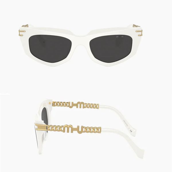 Diseñador de moda M Gafas de sol Señoras Ojo de gato Gafas de sol Cadenas de oro Piernas Gafas para hombre Conducir Gafas a prueba de rayos UVA Diseñadores Gafas de sol con caja