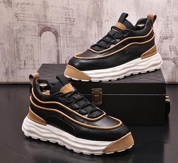 Fashion Designer Men Généhes de baskets en cuir authentiques Breatte Skateboard décontracté printemps automne quotidien Walking Classic Wear Resitant Mens Mandis Chaussures en ligne