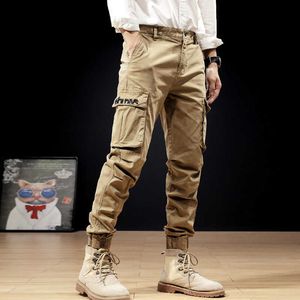 Mode Designer Hommes Jeans Big Poche Casual Combinaisons Casual Pantalons de cargaison Streetwear Khaki Couleur Hip Hop Joggers Pantalons