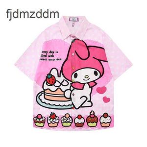 Créateur de mode Chemises pour hommes et femmes gâteau de dessin animé décontracté à manches courtes chemises imprimées mélodie amusante mignonne fille sweet lâche cardigan