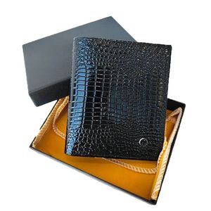 Créateur de mode carte de crédit pour hommes porte-monnaie court de luxe haut en cuir de crocodile porte-monnaie pliant pour hommes mini-portefeuilles de poche pour femmes européennes avec boîtes