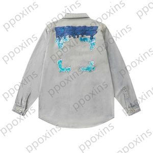 Modeontwerper herenjack herfst winter nieuwe kleur blauw smeltende gradiënt pijl gedrukt denim en dames dezelfde batchjacks voor mannen windbreakers jas