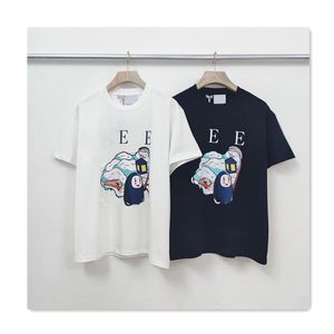 Modeontwerper mannen t-shirt zomer heren T-shirt hoge kwaliteit katoen anime cartoon karakter print vlam patroon witte t-shirts luxe losse dames casual tee shirts