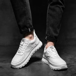 Mode Designer Heren Witte Schoenen Platform Trend Casual Comfortabele Zwart Lederen Sneakers Chunky Antislip Ademend Vulcaniseer Loafers