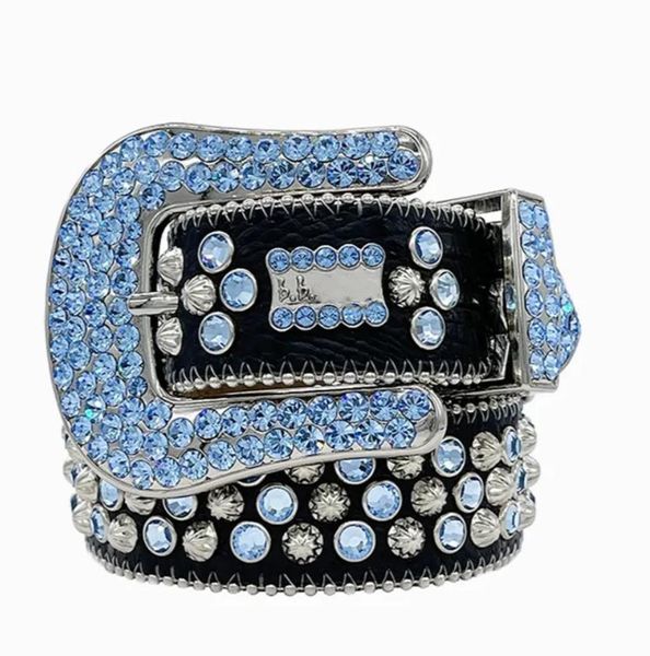 Designer de mode hommes femmes BB Simon Belt Designer de luxe avec une boucle de broche de broche vintage 20 couleurs en cristal en ruines