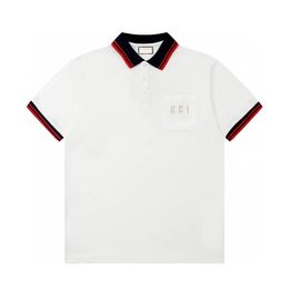 Créateur de mode Hommes Polos Chemise T-shirt Été Casual Motif Brodé Pur Coton Haute SreetBusiness Mode Chemises à Col Noir et Blanc S-XXL