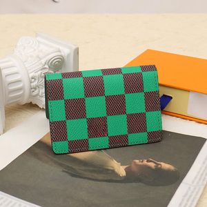 Diseñador de moda Cartera para hombre Titulares de tarjetas Mujer Monedero Mini Cartera Titular de la tarjeta Estilo a cuadros Cuero genuino de alta calidad 5A Carpeta de bolsillo Carteras con caja 40543