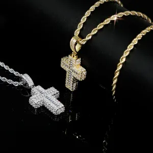 Diseñador de moda Mini Cross Cross Colgant con collar de cadena de cuerda Hip Hop Women Men Full Paved 5A Cúconia Cúcica Joyería de regalo diario