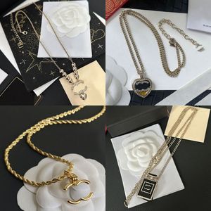 Modeontwerper ketting 18k vergulde zilveren hanger High-end koper kristal parel merk letter schakelkettingen kerst bruiloft sieraden cadeau